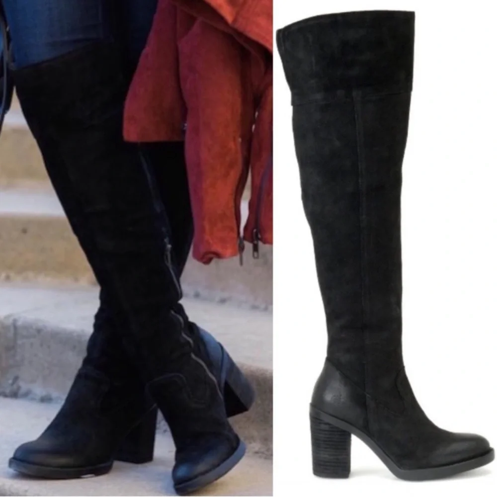 Born Kathleen‎ Black Leather Over the Knee Boots ❤️ SZ 9